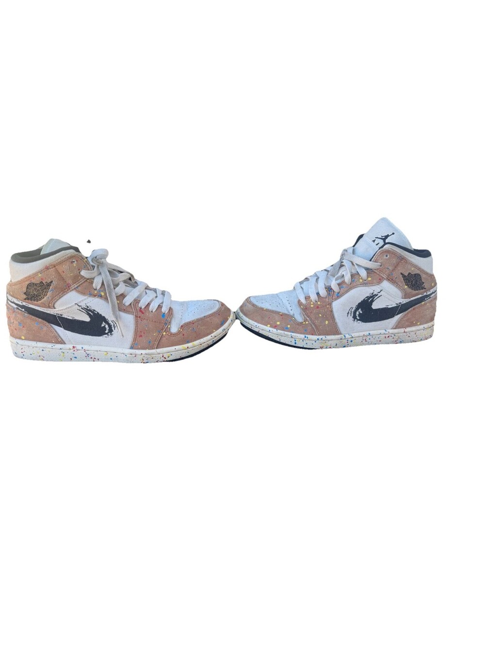 Jordan Air Jordan 1 Mid SE Brushstroke Paint Splatter DA8005-100 Canvas Sneakers - Picture 3 of 4
